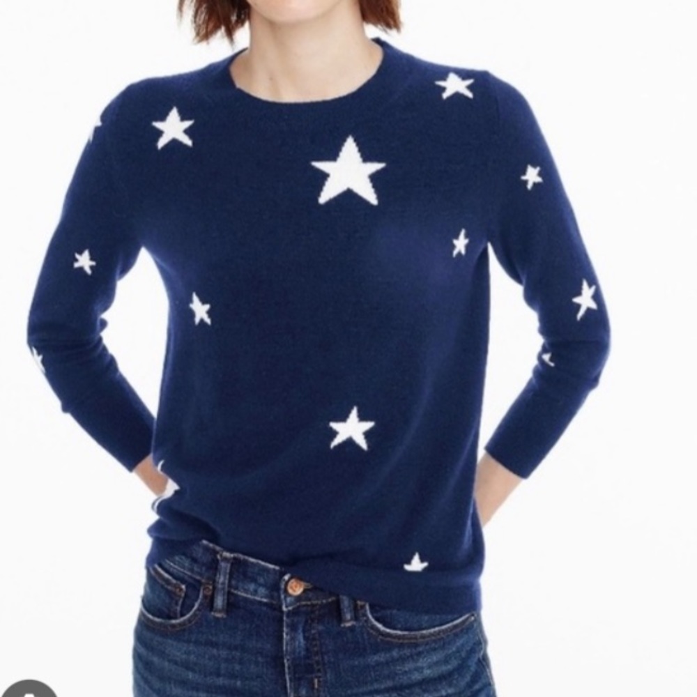 J Crew everyday cashmere Kaleidoscope Star Print Sweater Sz XS
